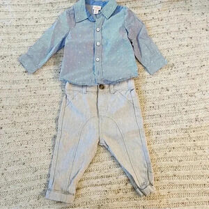 Cat & Jack spring 9-12 months blue striped button down shirt and dress p…